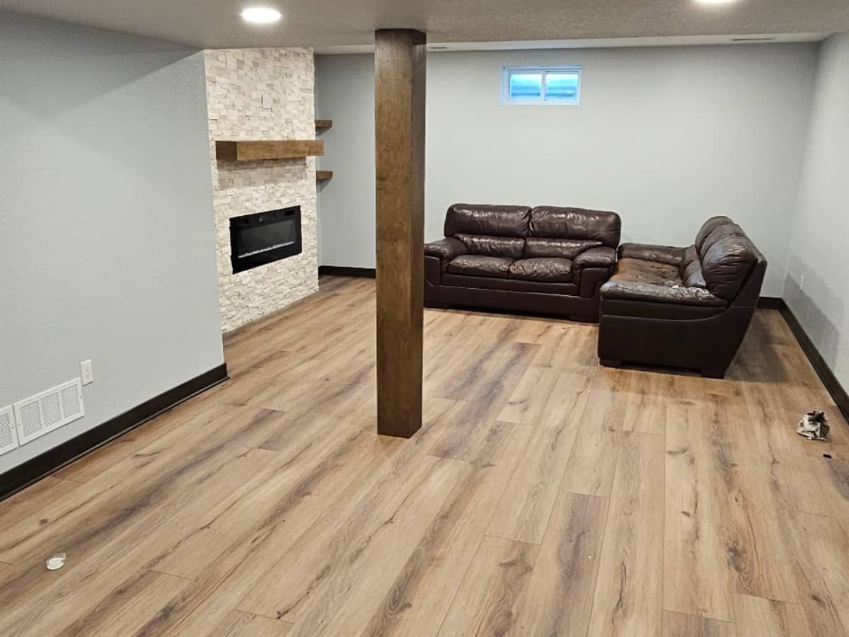 Basement Finish with wood floors