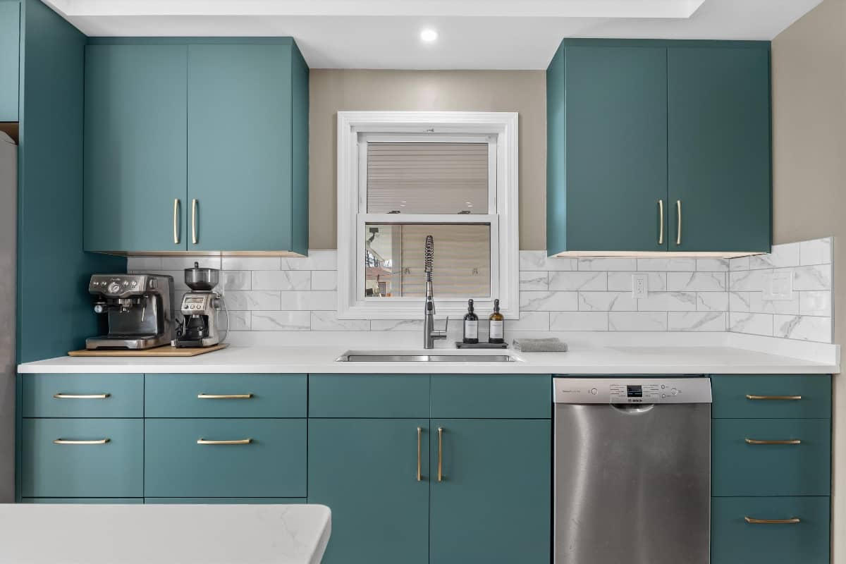 Cabinets installed for a kitchen remodel