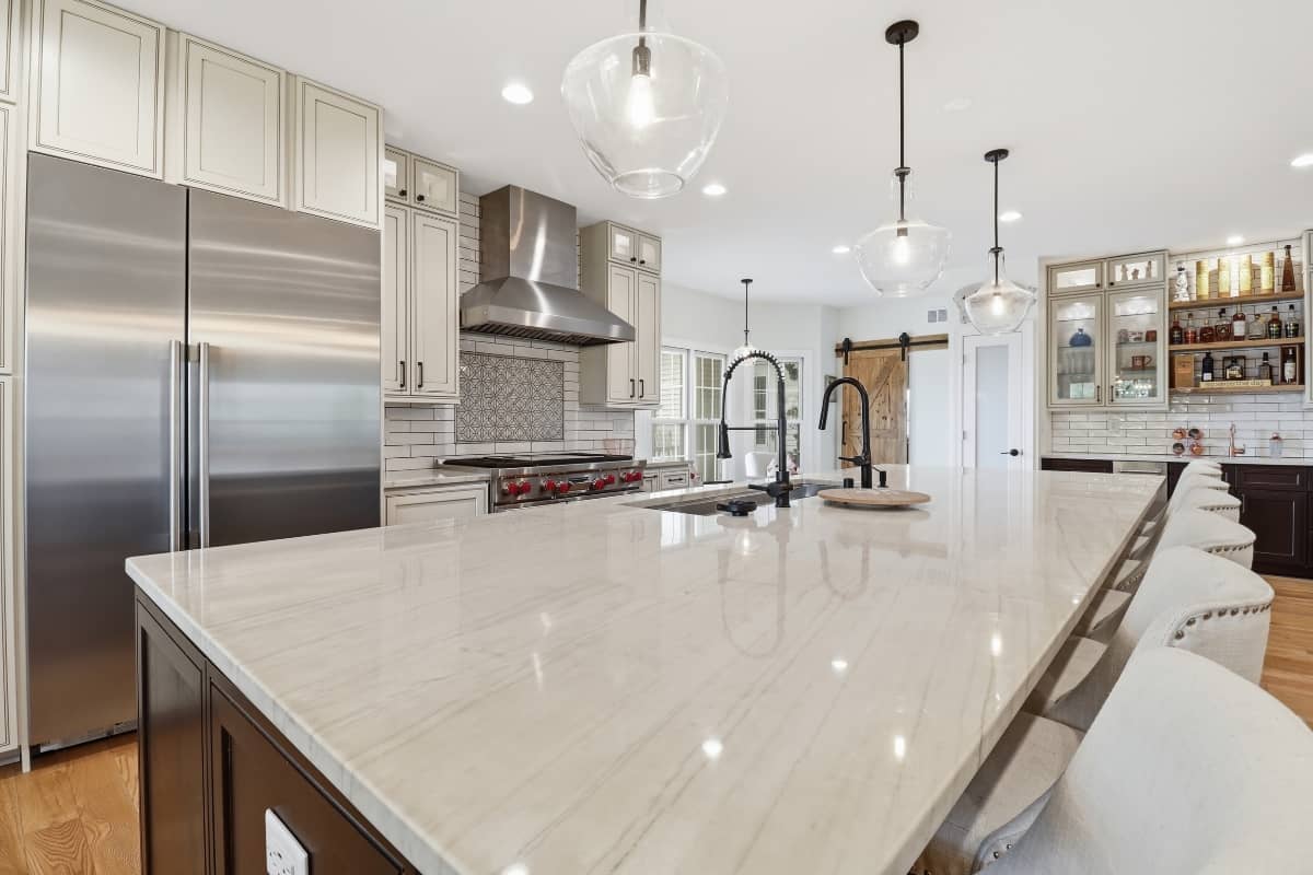 Large kitchen countertop installed for a remodel