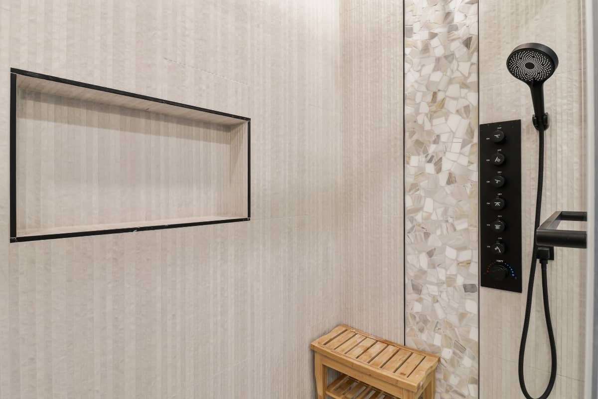 A new shower installed during a bathroom remodel