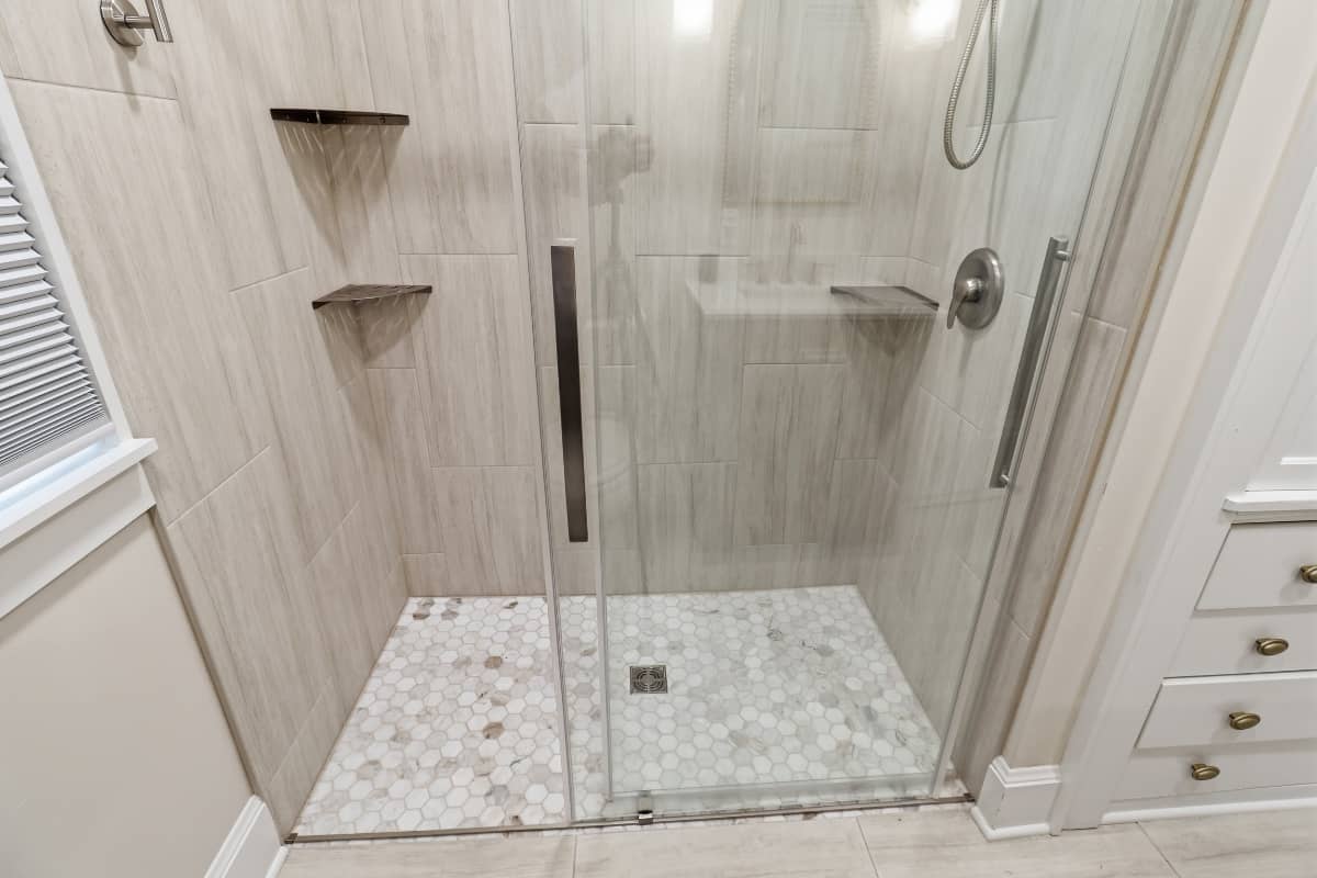 Shower installation during a bathroom remodel